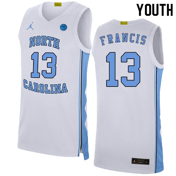 2020 Youth #13 Jeremiah Francis North Carolina Tar Heels College Basketball Jerseys Sale-White